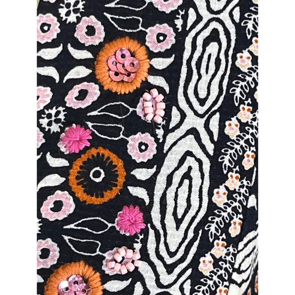 Maeve Anthropologie Naomi Embroidered Boho Tunic Dress Blue Motif Small NWT - Picture 6 of 12